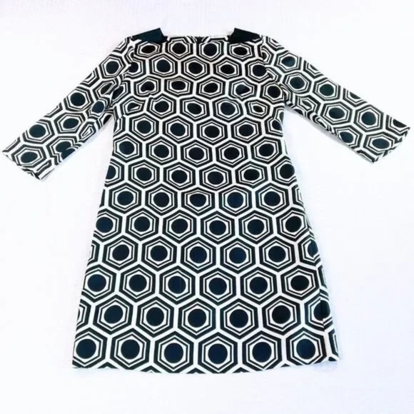 Milly of New York Silk Black Geo Print Shift Dress Size 0 - Picture 3 of 7